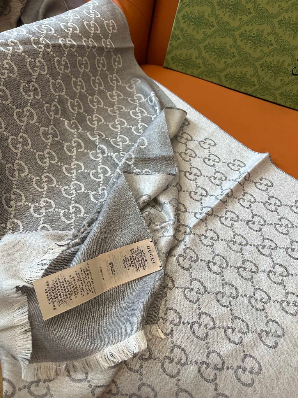 Gucci Jacquard Logo Detail Scarf - 934801552 - Photo 8