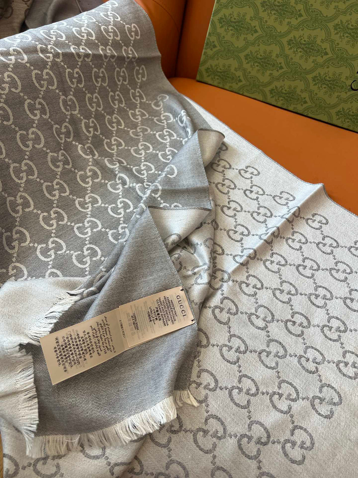 Gucci Jacquard Logo Detail Scarf - 934801552 - Photo 8