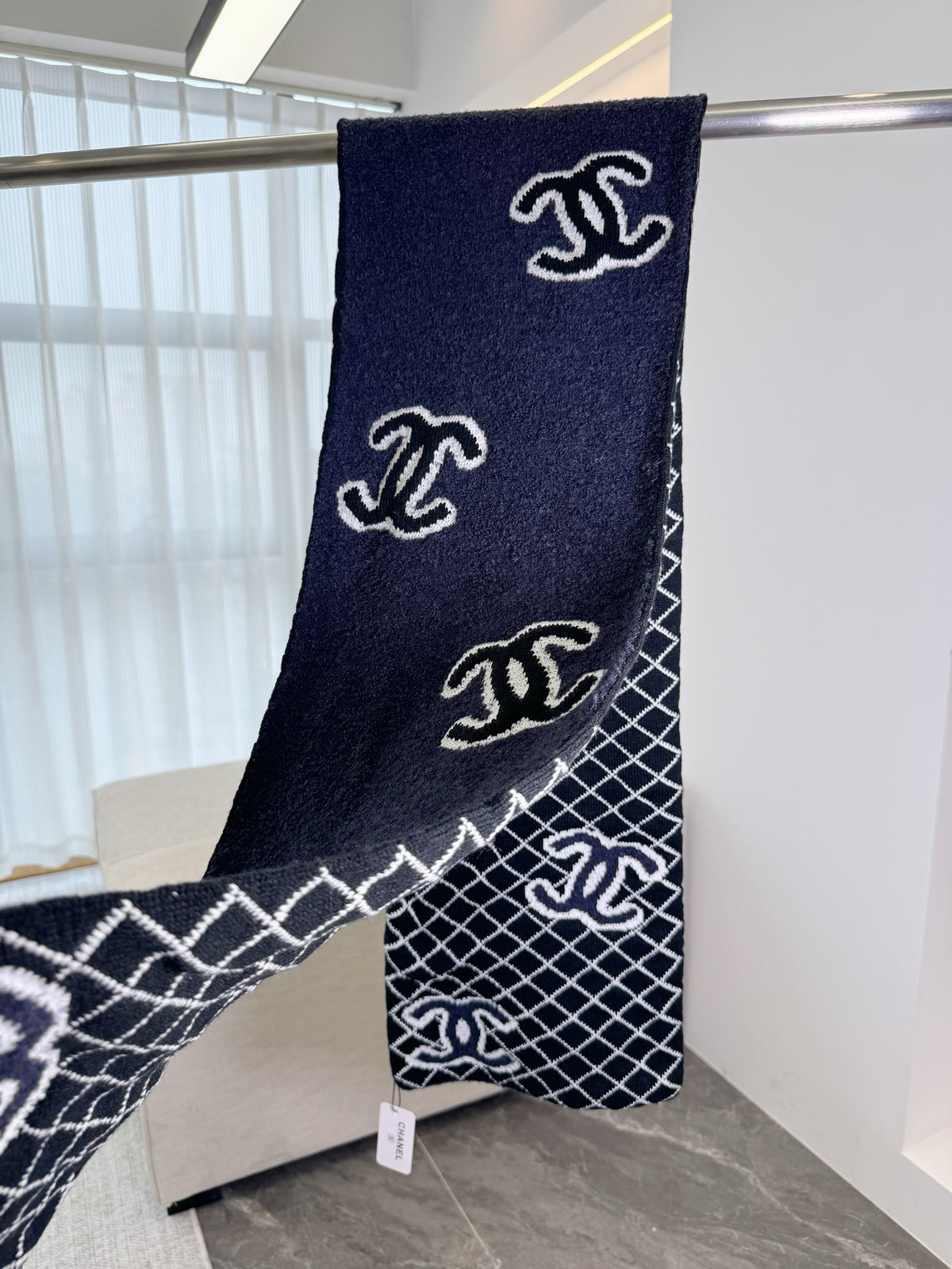 Chanel Embroidered Knit Scarf - 973644577 - Photo 8