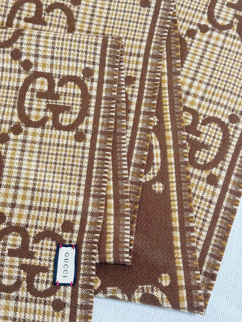 Gucci Check Pattern Jacquard Scarf - 970502388 - Photo 8