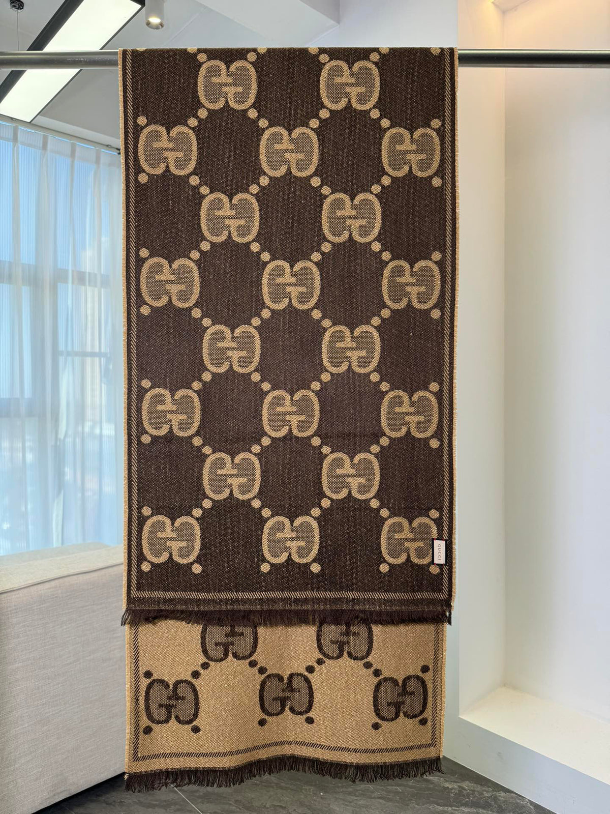 Gucci Jacquard Logo Detail Scarf - 973237668 - Photo 8