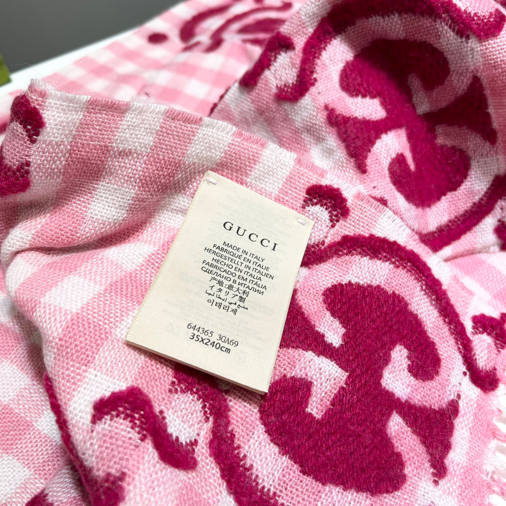 Gucci Check Pattern Logo Detail Scarf - 970502182 - Photo 8