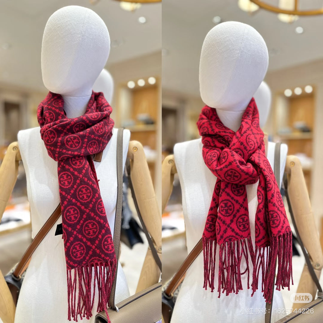 Tory Burch Logo Detail Printed Scarf - 982341785 - Photo 9