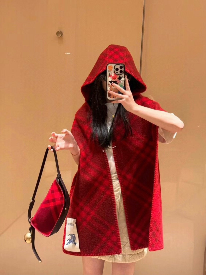 Burberry Check Pattern Hooded Scarf - 946556996 - Photo 9