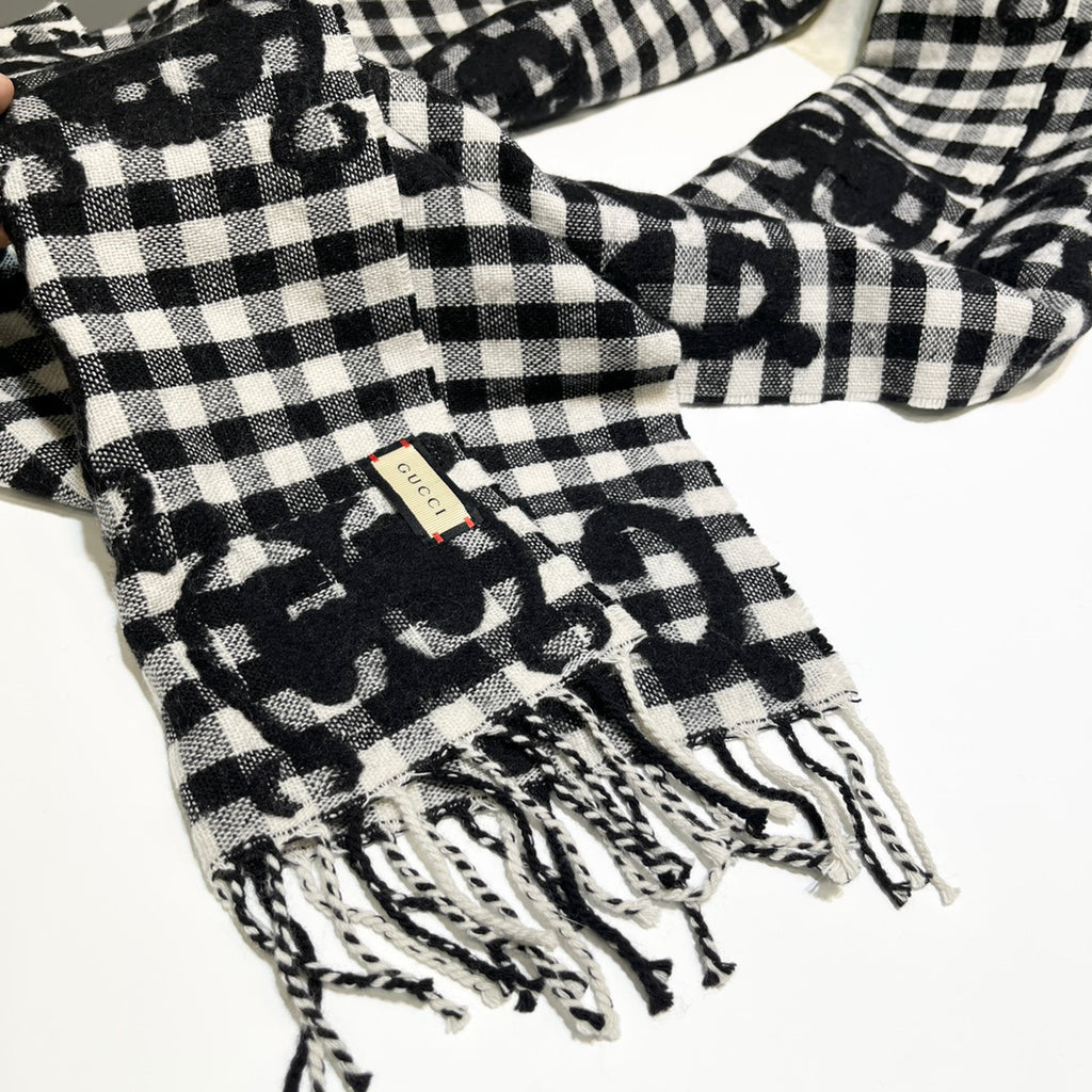 Gucci Check Pattern Logo Detail Scarf - 970502151 - Photo 9