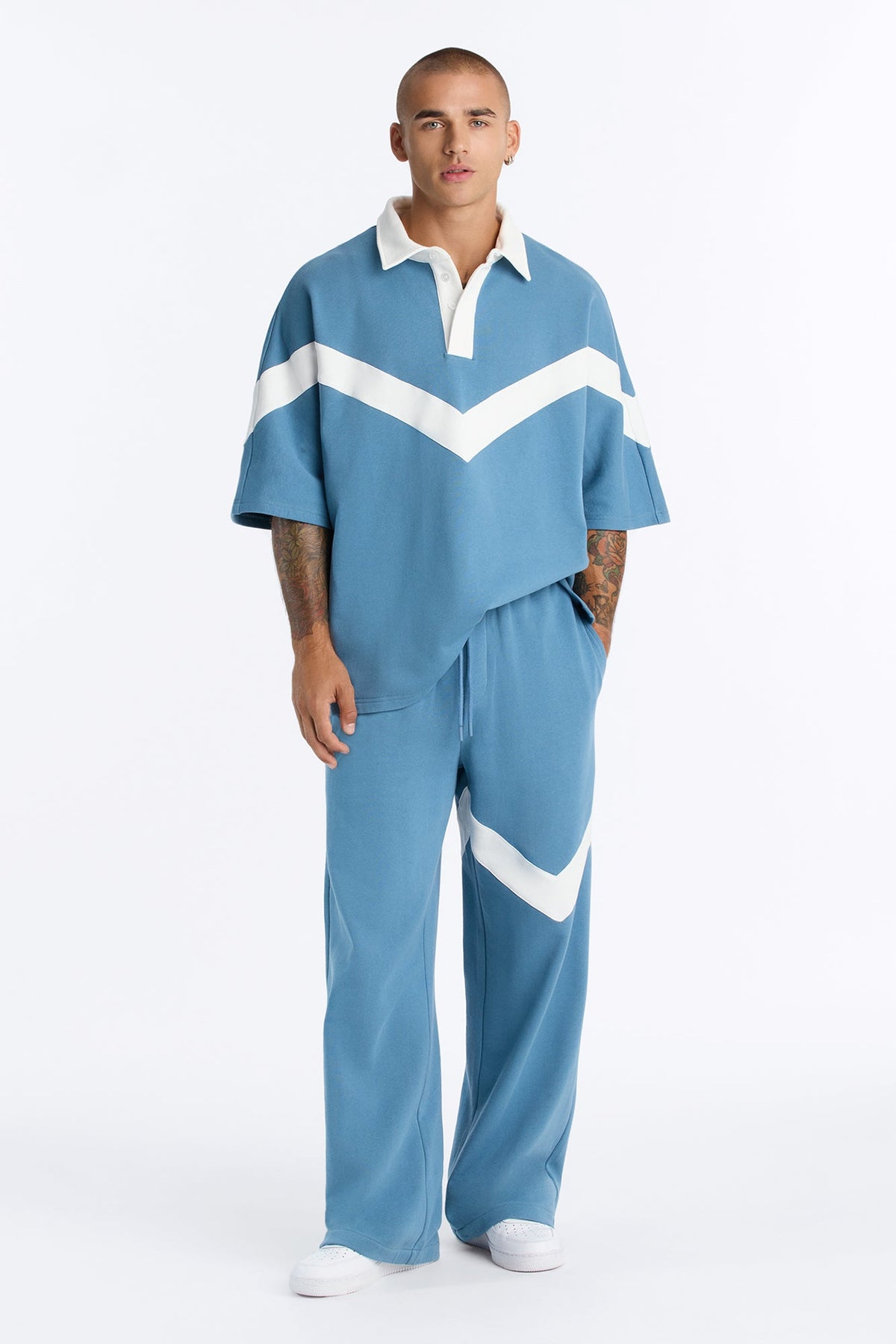 Soft Mode French Terry Baggy Pant - Blue/combo image 1